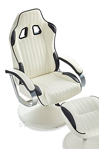 Racer Chair & Footstool Black & White