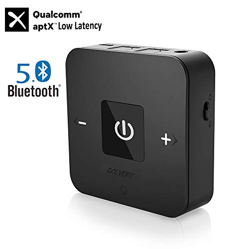 Golvery Bluetooth V5.0 Receptor transmisor con TOSLINK óptico / 3.5mm / RCA, Adaptador de audio inalámbrico para TV, Altavoz, Coche Estereo-aptX Baja latencia, 15 horas de reproducción