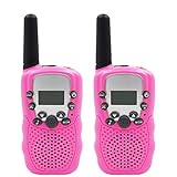 COOJA Talkie Walkie Interphone Enfant Fille, Paire de Talkies Walkies Takie-Walkie a Piles Talki Walki Longue Portée 3km 8 Canaux Talky Walky Lampe de Torche PMR VOX Casque -Rose