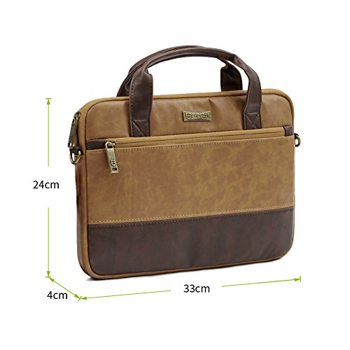 Laptoptasche 11.6 Zoll, Evecase Premium Doppelfarbige Umhängetasche mit Gepolstert Laptopfach, Fronttasche, Zubehörfach für Laptop bis 11,6 Zoll – Fuchs Braun - 6