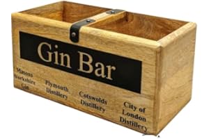 ASSORTED COLLECTIONS ACL Cassa in legno Gin Bar Ideale per la casa Bar Decorazione Organizzatore bottiglie Cassa in legno rustica per la conservazione delle bottiglie Organizzatore ecologico per la casa e all'aperto