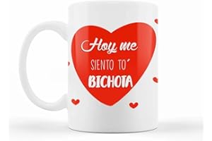 WONDERNASTIC - Taza Hoy me siento to' bichota, Capacidad de 350 ml, Color Blanco, Taza de Cerámica, Apta para Lavavajillas y Microondas, Divertido y Original, Diseño Exclusivo