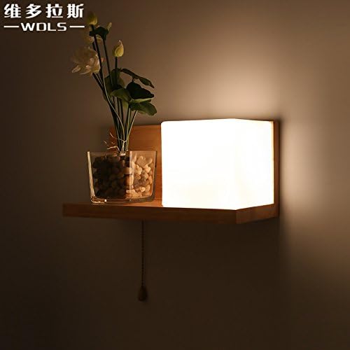 Wooden Wall lights modern Chinese Adhering the aisle living room lighting bedroom bed lamps wooden shelving Japanese lamps, left)