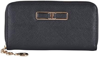 Womens Paislee Long Purse Coin Card Holder Gold Zip Fastening Pretty Bow Detail