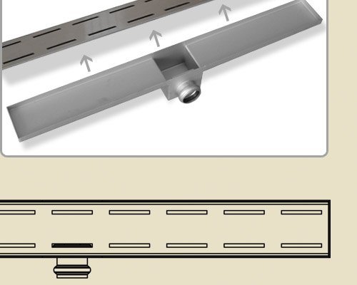 Duschablaufrinne Bodenablauf Flach aus Edelstahl extra flach + Siphon komplett (90 cm) - 8