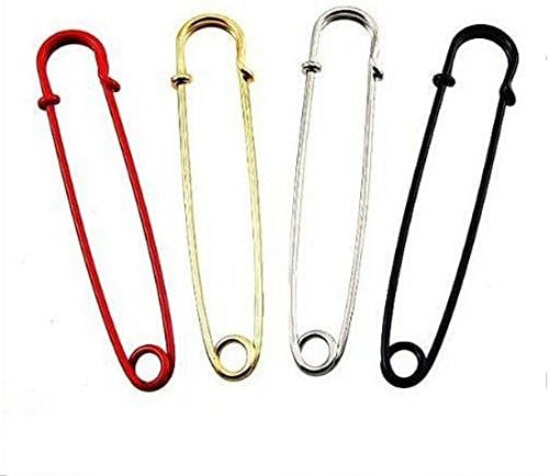 Tuoba 4Pcs Color Set 4 Inch Large Metal Steel Safety Pin , Big and Strong for Blankets, Skirts, Kilts, Crafts