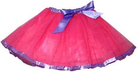 Tante Tina - Tulle Skirt "Lizzie" with contrasting Ribbon and Bow for Girls - Tutu Petticoat Ballet - Fuchsia with Purple Ribbon