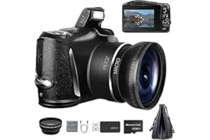 NBD Digital Camera 4K Ultra HD 48MP Vlogging with Wide Angle Lens Zoom 16 x, 3.0 Inch Screen Compact All-in-One Cameras, Black