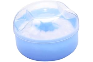 NIDONE Puff de Polvo Esponjoso, Talco en Polvo de hojaldre con Caja de contenedores, Baby Polvo de hojaldre con Caja, Azul