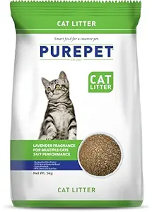 Purepet Clumping Lavender Fragrance Cat Litter (for Multiple Cats), 5kg