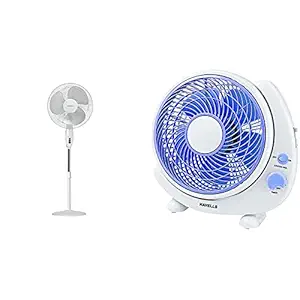 Havells Swing 400mm Pedestal Fan (White)+Havells Cresent 250mm Personal Fan (Blue)