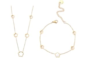 BKEPDY Schmuck Set für Frauen Mädchen Armbänder und Kette Damen Set Einfaches Design Titan Stahl Zierliche Halskette und Armband Set Geschenke Valentinstag Muttertagsgeschenke Geburtstags