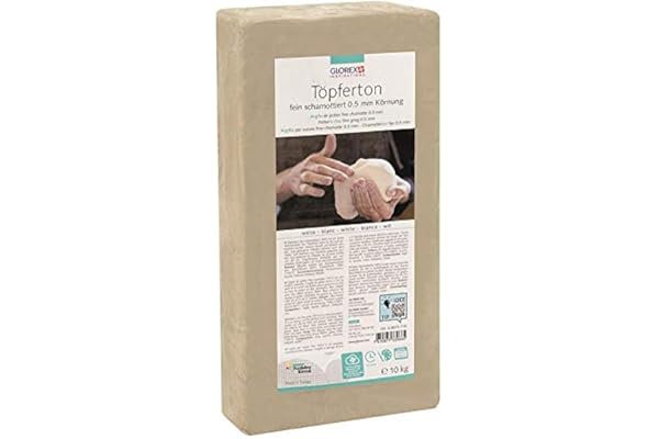 Glorex GmbH 6 8073 110 Argile de poterie Blanche 10 kg chamottée Fine Grain 0,5 mm