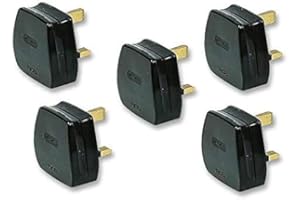 LILMACC Trade Quality 5X Standard UK Fused 13 Amp Black Mains 3 Pin Household Plugs Fitted with Colour Coded Sleeved pins. Complete with Card Showing Wiring Diagram