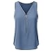 Produktbild Damen Tanktops Forh Frauen Sexy Ärmellose V-Ausschnitt Chiffon Bluse Sommer Elegant Weste Top Locker Unterhemd Shirts Casual Strand Reißverschluss Hemdbluse Oberteile Große Größe (Blau B, S)