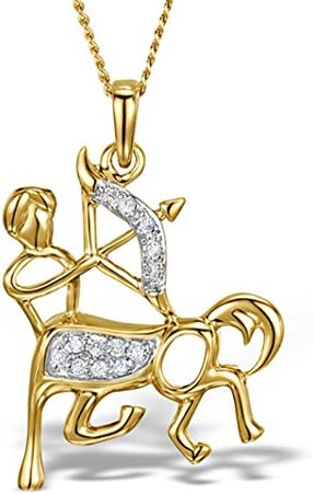 TheDiamondStore | Birth Sign Sagittarius Pendant - Genuine Diamond - 9K Gold