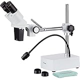 Robuster Metallrahmen 10X Binokular Stereo Mikroskop mit Auslegearm Stativ WF10x Okular 10fach Vergrößerung stabiler Rahmen 3D- Ansicht , 10fach Vergrößerung, X- und Y-Achsen verstellbar