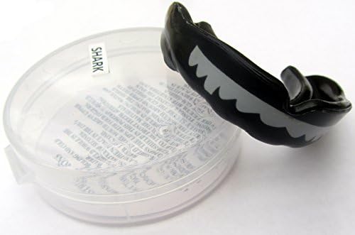 GUM SHIELD Shark-Attack Black/White Sensei J Signature Gum Shield - (Black/White) Shark Teeth Senior, MMA, Rugby, Ufc Wrestling Mouth Guard