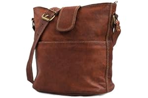 LEABAGS Skórzana torebka damska, wysokiej jakości skóra naturalna, damska torba na ramię, do pracy, na uczelnię, do szkoły, na czas wolny, rozmiar L (31 x 23 x 6 cm), styl vintage, koniak, Koniak