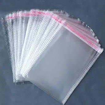 DMS RETAIL Self Adhesive Plastic Bag/Self Adhesive Seal Bag/Transparent poly bag/Clear Resealable bag/Plastic packing material-Pack of 100 -size -5  7