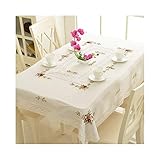 Estilo: simplicidad moderna. Mantel antimanchas Mantel Sencillo, Moderno, Algodón Y Lino, Paño De Mesa Bordado, Mesa De Café Rectangular, Estera De Tela, Blanco (Color : A)