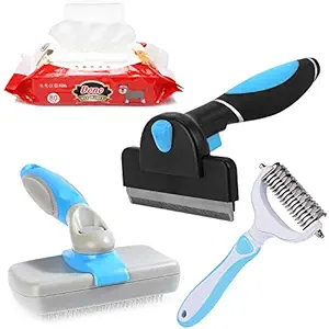 Complete Professional Pet Grooming Kit | Self Cleaning Slicker Brush for Dogs & Cats | Pro Grooming Brush Effectively Reduces Shedding Fur | Pet Hair Remover Brush | Combo Gift Set