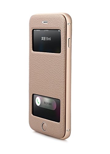 Original Binli ECHT Leder iPhone 6 / 6s Schutzhülle 2 in 1 Bumper mit Sichfenster Hülle Hard Cover Flip Back Case Tasche – von OKCS in Braun - 2