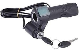 YOSOO HEALTH GEAR Elektryczny uchwyt przepustnicy rowerowej, elektryczny akcelerator skrętny, z zamkiem i wyświetlaczem woltomierza do skutera elektrycznego 24 V, 36 V, 48 V, 60 V