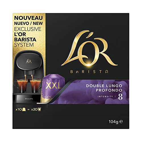 L'OR BARISTA Cápsulas Doble Lungo Profondo Intensidad 08  - Exclusivas para cafeteras L'OR BARISTA , Pack de 5 x 10 [Total 50 cápsulas]