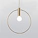 Produktbild YAOSHUNYU LED Moderne Einfachheit Golden Pendelleuchte Einzel-Kopf Design Pendellampe Persönlichkeit Kreativität Raumbeleuchtung für Lobby Esszimmer Ring Höhenverstellbar Hängeleuchte E14×1 Ø28CM Büro