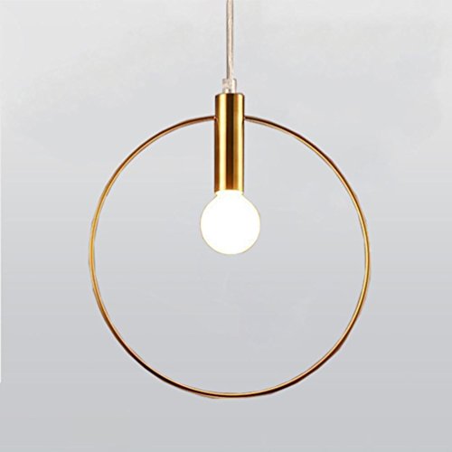 Preisvergleich Produktbild YAOSHUNYU LED Moderne Einfachheit Golden Pendelleuchte Einzel-Kopf Design Pendellampe Persönlichkeit Kreativität Raumbeleuchtung für Lobby Esszimmer Ring Höhenverstellbar Hängeleuchte E14×1 Ø28CM Büro