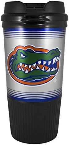 GameDay Novelty NCAA Florida Gators Insulated Platinum Gripper Travel Tumbler with No Spill Flip Lid, 16 oz
