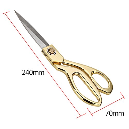 LAOYE Stoffschere Schneiderschere Edelstahl Textilschere Scheren Haushalt Büro Basteln 24cm golden Griff - 3