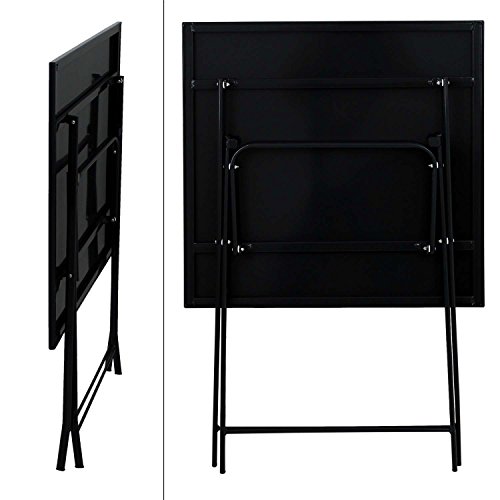 Metall Klapptisch 60x60cm Schwarz Beistelltisch Balkontisch Gartentisch Partytisch Campingtisch Mehrzwecktisch Metalltisch Balkonmöbel klappbar - 2