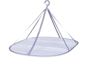 FATIYA SNOMEL Foldable Mesh Clothes Airer Windproof with Fixing Strap Folding Hanging Clothes Airer for Sweater Outdoor Indoor Portable (1, 1 Tier)