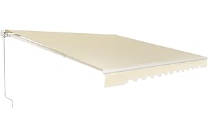 COSTWAY Tenda da Sole per Esterno Avvolgibile 3 x 2,5 M, Tenda da Sole a Bracci Estensibili con Telaio in Alluminio, Tettuccio Resistente al Sole e Impermeabile e Manovella (3 x 2,5 M, Beige)