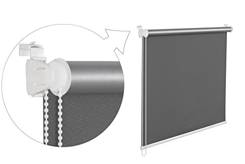 THERMOROLLO VERDUNKLUNGSROLLO 75x200 cm DUNKELGRAU FENSTERROLLO MIT THERMOBESCHICHUNG 100% ABDUNKLUNG INKL. SEILZUGHALTER