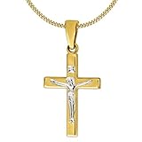 Goldschmuckset: bestehend aus einem Jesuskreuz ca. 17 x 12 mm, mit Schlaufe ca. 22 mm lang