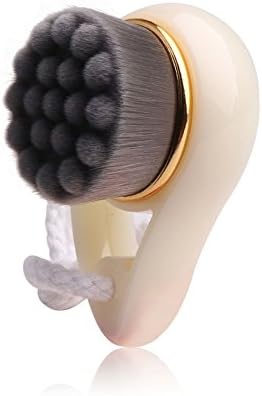 Manual Facial Cleansing Brush Face Skin Cleanser Washing Brush Pore Deep Cleanser Massager no Irritating soft bamboo charcoal brush(small, white)