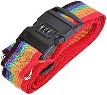 TraMiss Rainbow Color Cross Lock Long Adjustable Luggage Straps with Buckle and Identification Tag For Travel Suitcases Bags