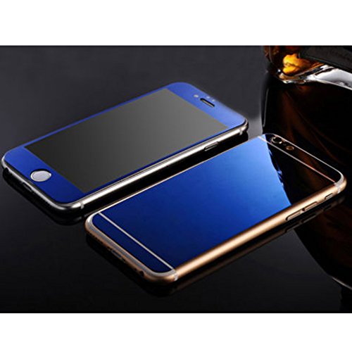 Front+Back Mirror Effect [Full Coverage] Tempered Glass Screen Protector for Apple iPhone 6 / 6S 4.7 inch - Yihya Premium 9H Anti Scratch Full Edge to Edge Protection Protector Film - Blue