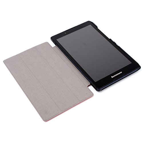 LMAZWUFULM Hülle für Lenovo Tab 3 8 (TB3-850F / TB3-850M) / Tab 2 A8-50 (8.0 Zoll) PU Leder Ultra Dünn Tri-Faltbar Lederhülle Custer Design im Bookstyle mit Stent-Funktion und Karten Slot Schutzhülle Ledertasche Flip Cover für Lenovo Tab 2 A8-50 / Tab 3 8 (TB3-850F / TB3-850M) (8.0 Zoll) Tablet-PC Schwarz - 3
