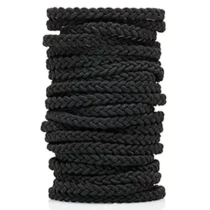 Hair Ties Braided Hair Tie Black Braided Hair Ties Braided Ponytail Holders Braided Hair Elastics Ponytail Holder Thick Hair Elastics - Royal Black 20 pcs