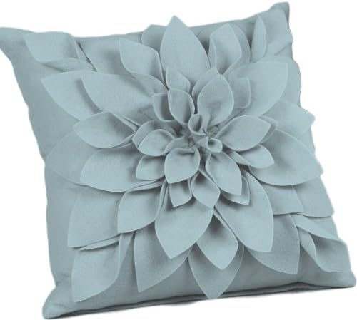 Fennco Sara's Garden Petal Decorative Throw Pillow. 17 Inch Square. (Aqua, One Size)