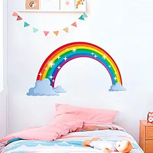 GADGETS WRAP Rainbow Pattern Glitter Wall Sticker Home Decoration for Kids Room Waterproof Self Adhesive Wall Paper Removable Decal