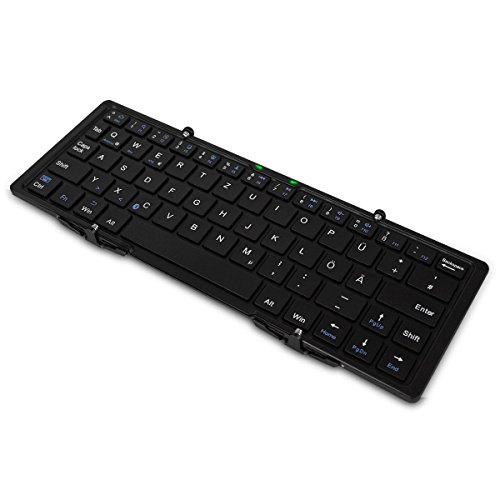 EC Technology Faltbare Bluetooth Tastastur, Ultra Slim, Kompakt, Kabellos, Tastatur in Taschengröße, Ergonomisches Design, Eingbaute Wiederaufladbare Li-Polymer Batterie, Kompatibel mit IOS/ Android/ Windows, Aluminiumlegierung – Schwarz - 2