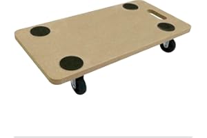 AQS INTERNATIONAL - Pack OF 1 200KG Wooden Dolly Trolley - 4 Swivel Castor 360° Heavy Duty Anti Slip Wheels - Wooden Furniture Mover Platform Board for Home, Workplace & Industrial Use
