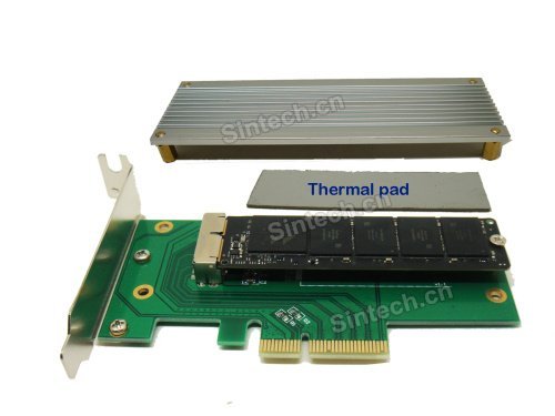 Sintech 28PIN PCI-E 4 x Adapter für Sandisk sd6pq4 m SSD ab 2013–2015 MacBook Pro Air A1465 A1466 A1502 A1398 SSD Green With Heatsink - 2