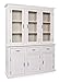 Produktbild Inter Link Country Chic Buffet Vitrinenschrank Geschirrschrank Bücherschrank Schubladenschrank Kiefer Massivholz Altweiss lackiert