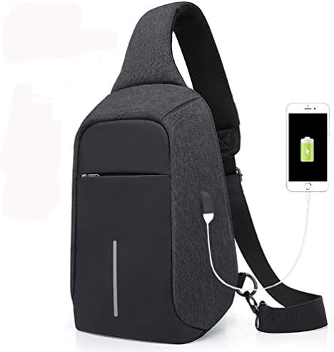 Chest Bag with USB Charging Port, 2018 New Arrival Casual Shoulder Sling Chest Daypack Cross Body Bags for Camping Gym Cycling Biking School Bag Small Backpack,Black
